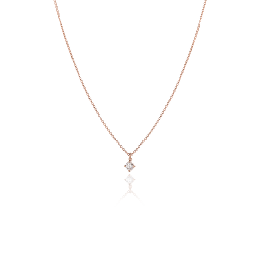 Freisteller Halskette SOUL mit weißem Diamanten in Roségold