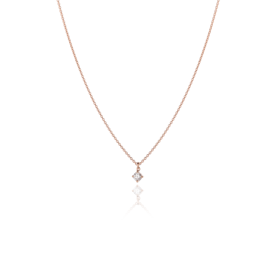 Freisteller Halskette SOUL mit weißem Diamanten in Roségold