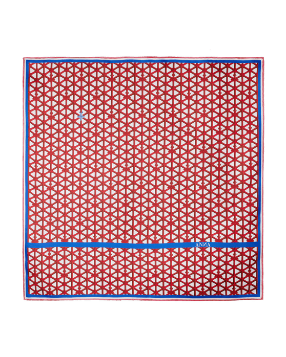 Seidentuch ESTELLA Rot & Blau