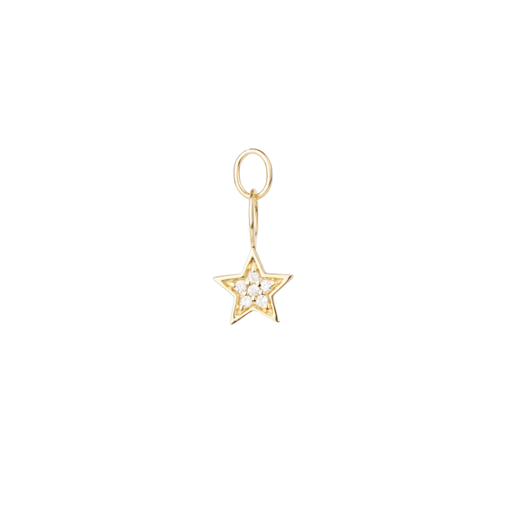 Anhänger Alice in Gelbgold mit weißen Diamanten Vorderansicht