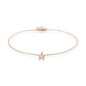 Vorderansicht von zarter Armkette in 18 KT Roségold mit einem Anhänger in Form eines Sternes mit Diamanten besetzt