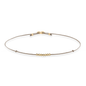 Armband LANA mit beigem Stoffband und 6 Perlen aus Gelbgold in Vorderansicht