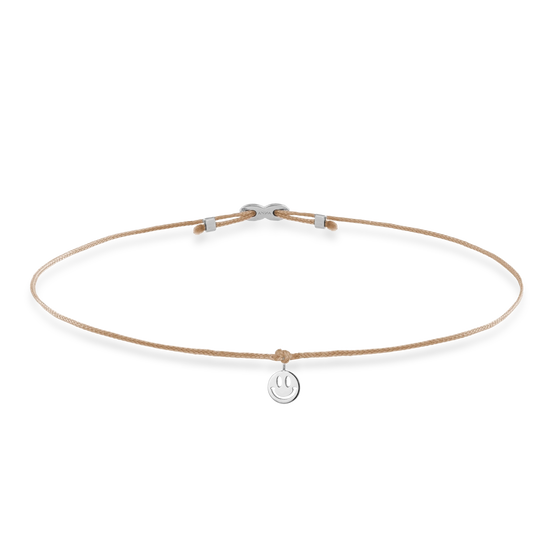 Vorderansicht von Armband mit Smiley Anhänger in 925 Sterling Silber 