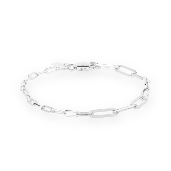 Gliederarmkette mit unterschiedlichen Gliederstärken in Sterling Silber Vorderansicht
