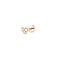 Piercing Stecker mit kleinem Herz in 18 KT Rosegold mit weißen Diamanten in Seitenansicht