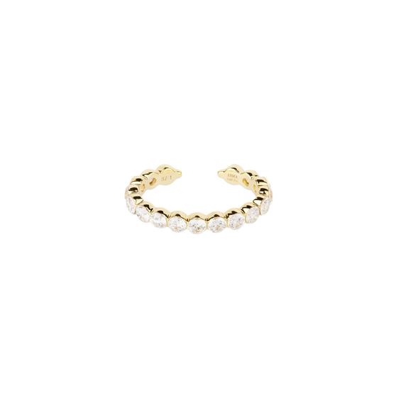 Vorderansicht von ANNA Ear Cuff CHLOE mit weißen Diamanten in 18 KT Gelbgold