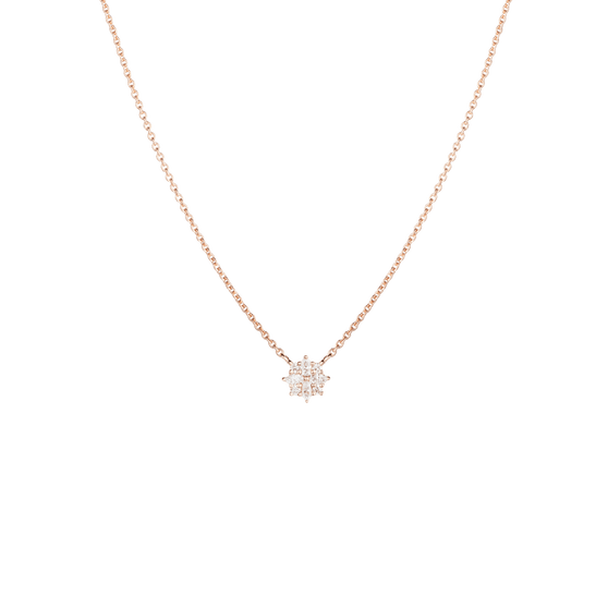 Filigrane ANNA Halskette in Roségold mit Diamantanhänger Vorderansicht