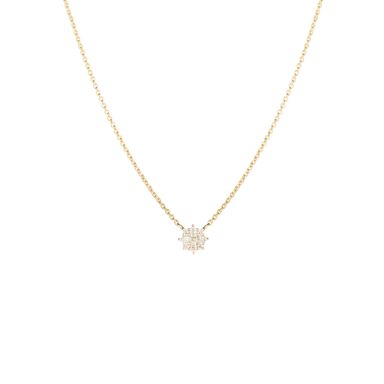 Filigrane ANNA Halskette in Gelbgold mit Diamantanhänger Vorderansicht