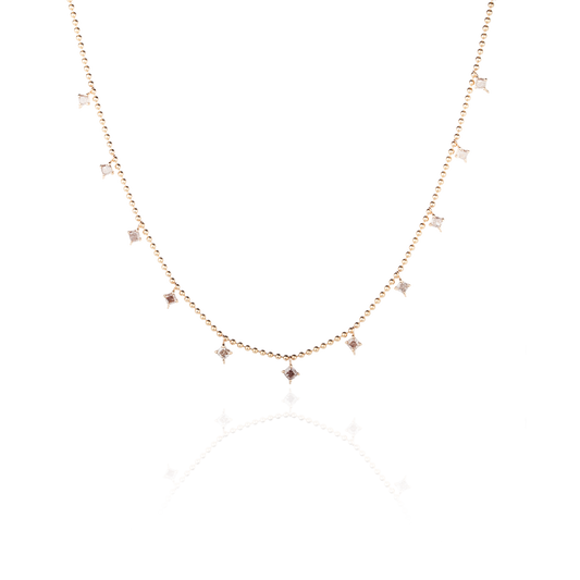 Diamant Collier mit 11 pink-brownen Diamanten in 18 KT Roségold in Vorderansicht