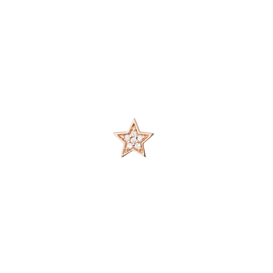 Filigraner Stern-Ohrstecker in 18 KT Rosegold mit weißen Diamanten Vorderansicht