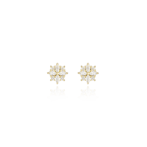 ANNA Ohrstecker ISABELLE in 18 KT Gelbgold mit weißen Diamanten in Vorderansicht