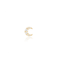 Piercing Ohrstecker LUNA mit weißen Diamanten in 18 KT Gelbgold in Mondform Vorderansicht