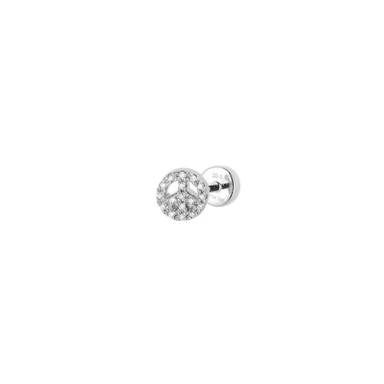Piercing Ohrstecker PEACE mit weißen Diamanten in 18 KT Weißgold in Peace-Form Seitenansicht