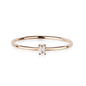 Eleganter Ring aus 18 KT Roségold gefertigt mit einem weißen Diamanten in Baguette-Schliff vertikal platziert auf der Ringschiene