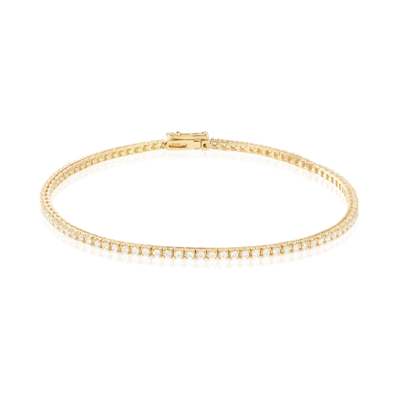 Freisteller Armband TENNIS Vorderansicht in Gelbgold mit weißen Diamanten 