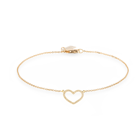 Freisteller Armkette Valentina mit diamantenbesetztem Herz in Gelbgold