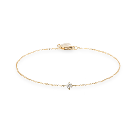 Vorderansicht Armkette SOUL mit weißem Diamant in Gelbgold