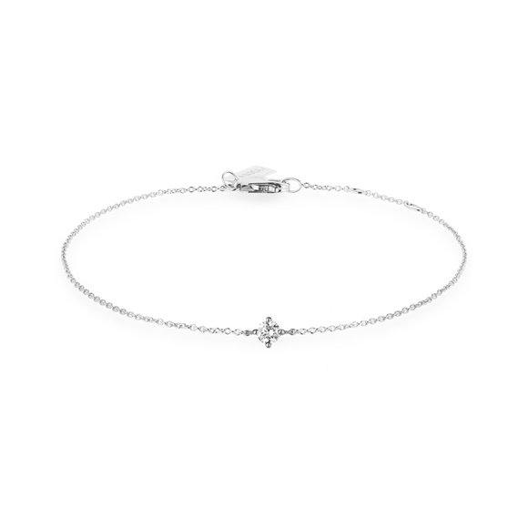 Vorderansicht Armkette SOUL mit weißem Diamant in Weißgold