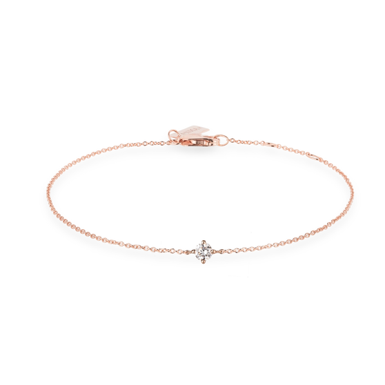 Vorderansicht Armkette SOUL mit weißem Diamant in Roségold