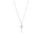 Freisteller Diamanthalskette in Kreuzform in Weißgold Vorderansicht