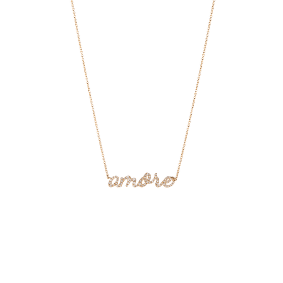 Halskette mit Buchstaben und Wort Amore mit Diamanten verziert
