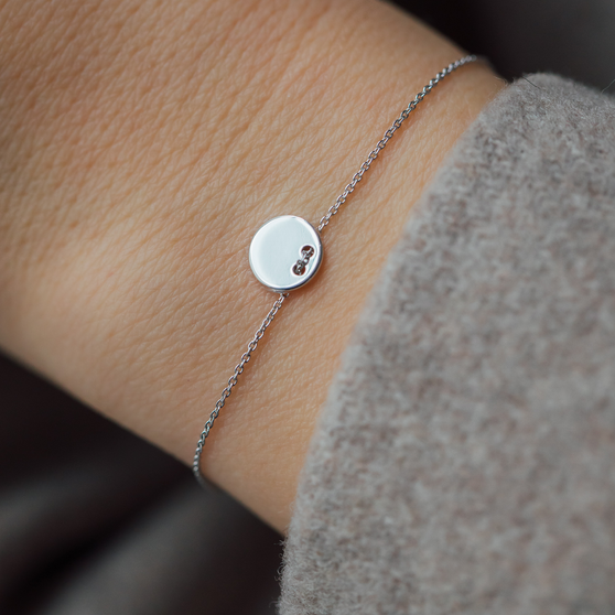 engravable bracelet in sterling silver and white gold